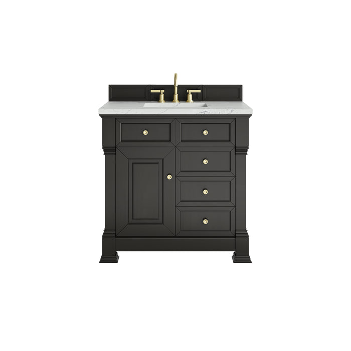Brookfield 36" Single Vanity, Black Onyx w/ 3 CM Ethereal Noctis Silestone Top