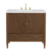 Myrrin 36" Vanity, Mid Century Walnut w/ 3 CM Ethereal Noctis Silestone Top