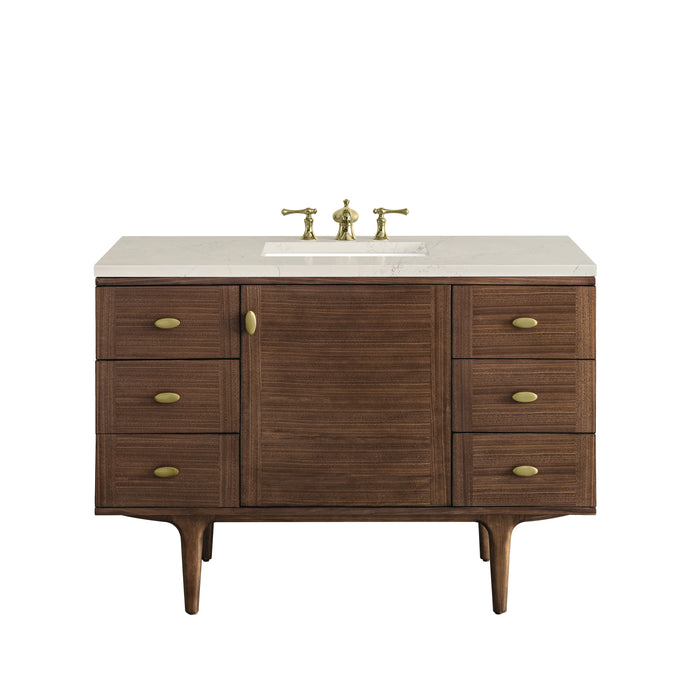 Amberly 48" Single Vanity, Mid-Century Walnut, w/ 3 CM Siberian Silestone Top