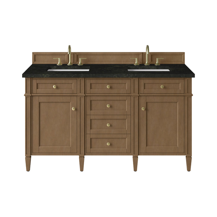 Brittany 60" Double Vanity, Bright White Vanity w/ 3 CM Eternal Jasmine Pearl Silestone Top w/FreePower Wireless Charger