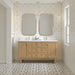 James Martin Laurent 60" Double Bathroom Vanity in Light Natural Oak, shown in a bathroom setting