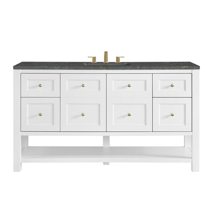 Breckenridge 60" Single Vanity Cabinet, Bright White w/ 3 CM Parisien Bleu Top