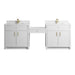 Bellshire 96" Dual Vanity Set with 24" Make-Up Counter, Bright White w/Single Hole 3 cm White Zeus Silestone Top & Backsplash