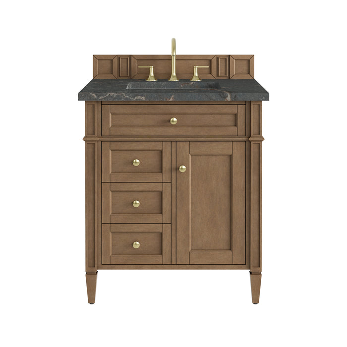 Brittany 30" Single Vanity, Pecan w/ 3 CM Parisien Bleu Silestone Top