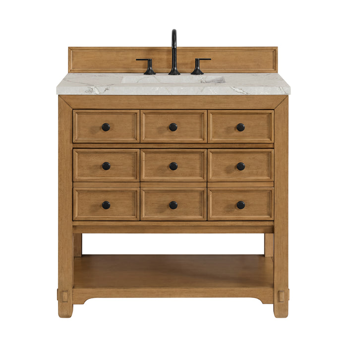 Malibu 36" Single Vanity, Amber Birch w/ 3 CM Victorian Silver Top