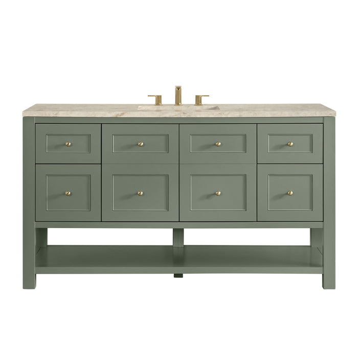 Breckenridge 60" Single Vanity, Light Natural Oak w/ 3 CM Parisien Bleu Top w/ FreePower Wireless Charger