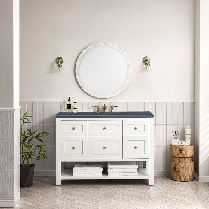 Breckenridge 48" Single Vanity, Serenity Blue, w/ 3 CM Victorian Silver Quartz Top