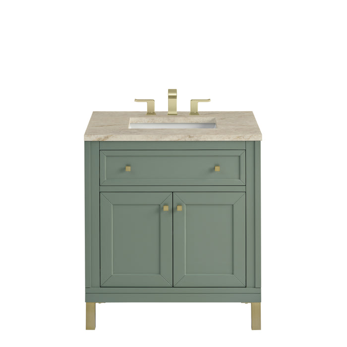 Chicago 30" Single Vanity, Smokey Celadon, w/ 3 CM Tajnar Eclos Top