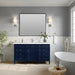 James Martin Brittany 60" Single Bathroom Vanity in Victory Blue, shown in a bathroom setting