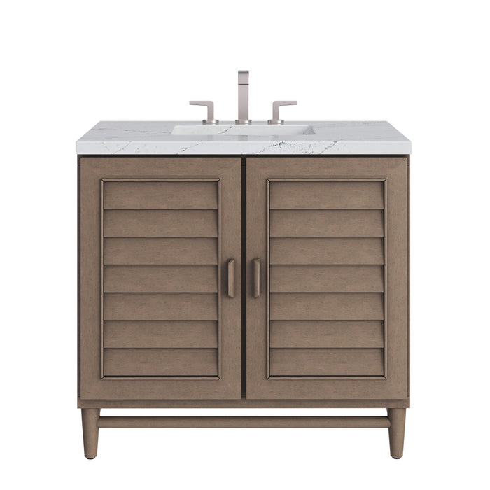 Portland 36" Single Vanity Whitewashed Walnut w/ 3 CM Ethereal Noctis Silestone Top