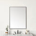 James Martin Rohe 30" Rectangular Mirror in Matte Black, shown in a bathroom setting