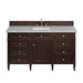 Brittany 60" Single Vanity, Burnished Mahogany, w/ 3 CM Siberian Silestone Top