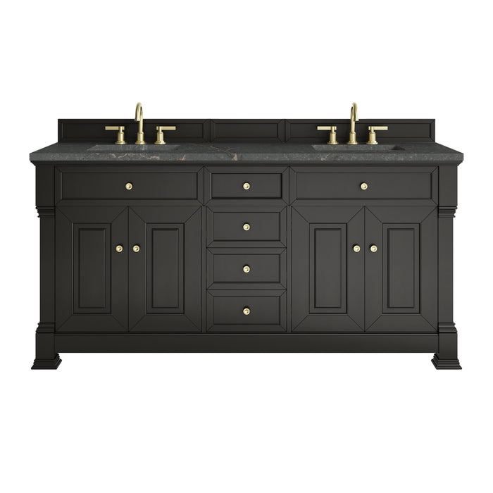 Brookfield 72" Double Vanity, Black Onyx w/ 3 CM Parisien Bleu Silestone Top