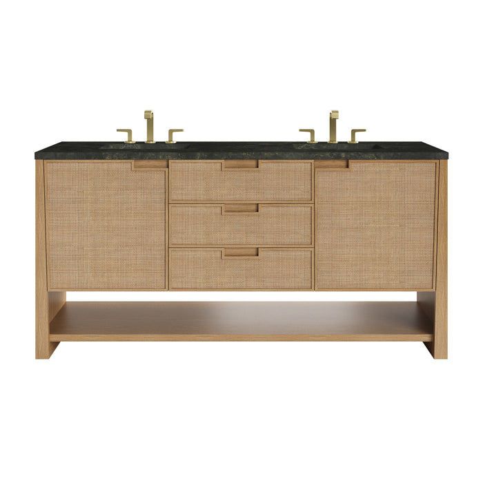 Solene 72" Double Vanity, Seaside Oak, w/ 3 CM Phantome Eclos Top