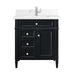 Brittany 30" Single Vanity, Black Onyx, w/ Single Hole 3 CM White Zeus Silestone Top & Backsplash