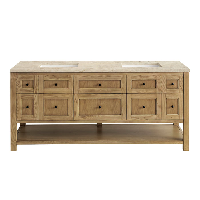 Breckenridge 72" Double Vanity, Light Natural Oak w/ 3 CM Eternal Jasmine Pearl Top