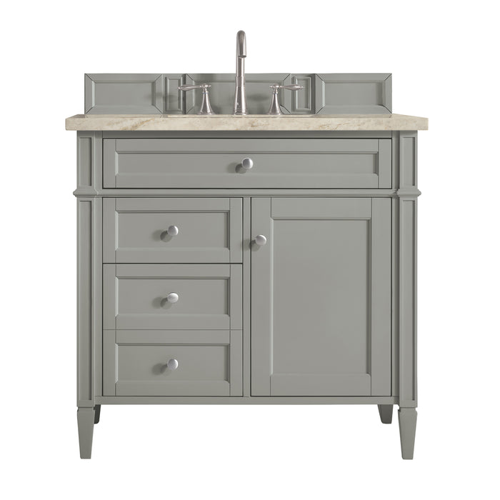 Brittany 36" Single Vanity, Urban Gray, w/ 3 CM Tajnar Eclos Top