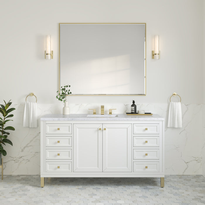 Chicago 60" Single Vanity, Walnut Whisper, w/ 3 CM Lime Delight Silestone® Top