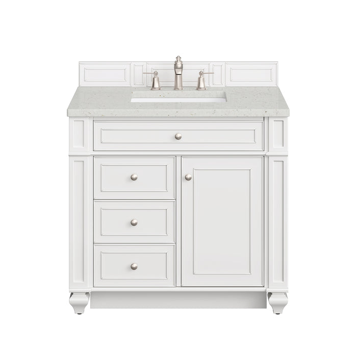 Bristol 36" Single Vanity, Bright White w/ 3 CM Lime Delight Silestone Top