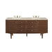 Amberly 72" Double Vanity, Mid-Century Walnut, w/ 3 CM Tajnar Eclos Top