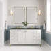 James Martin Chicago 60" Double Bathroom Vanity in Glossy White, shown in a bathroom setting