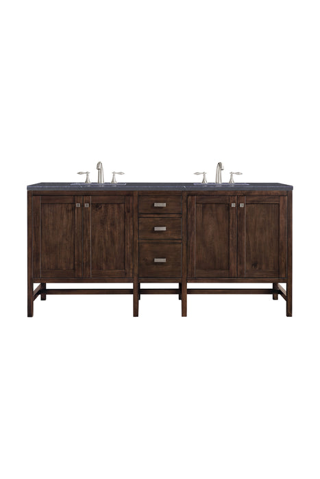 Addison 72" Double Vanity, Mid-Century Acacia w/ 3 CM Charcoal Soapstone Silestone Top