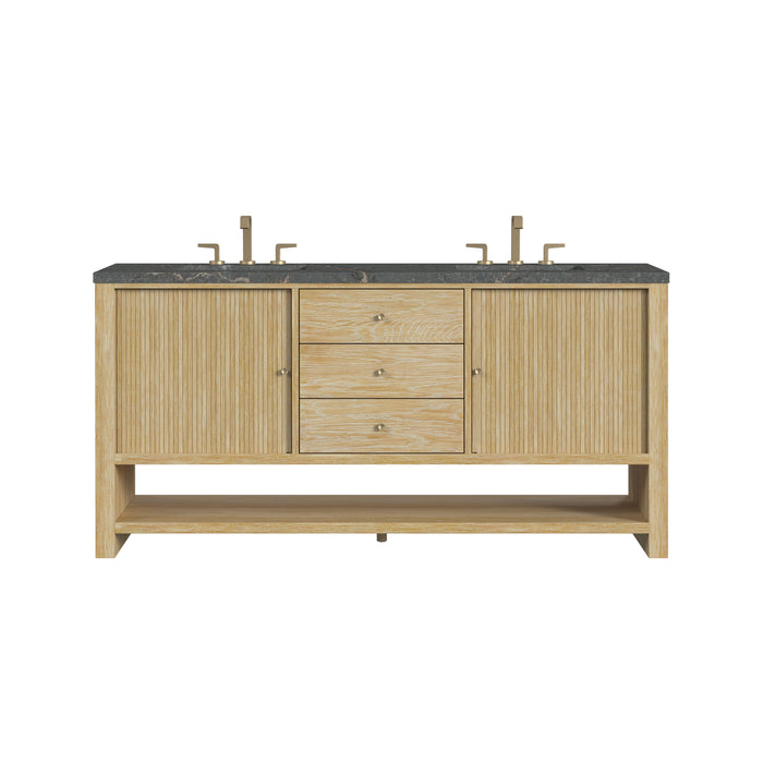 Marigot 72" Double Vanity, Sunwashed Oak w/ 3 CM Parisien Bleu Silestone Top