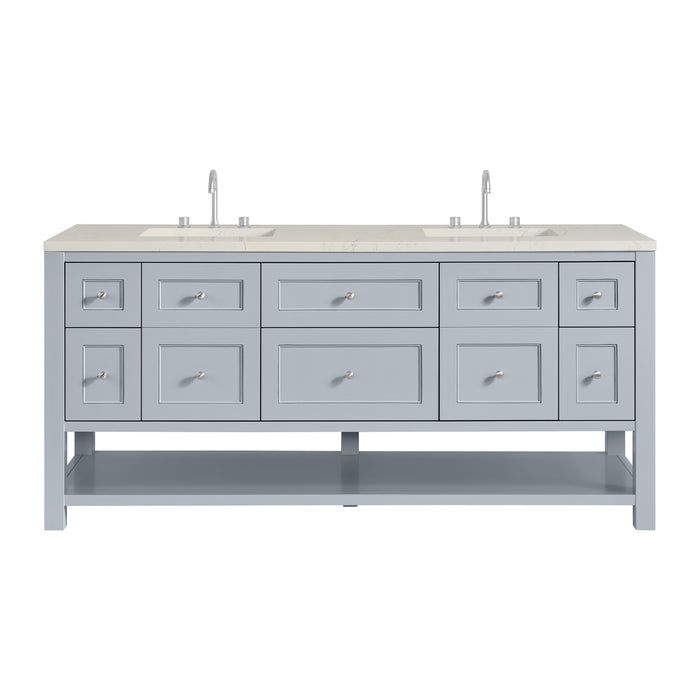 Breckenridge 72" Double Vanity, Smokey Celadon, w/ 3 CM Siberian Silestone Top