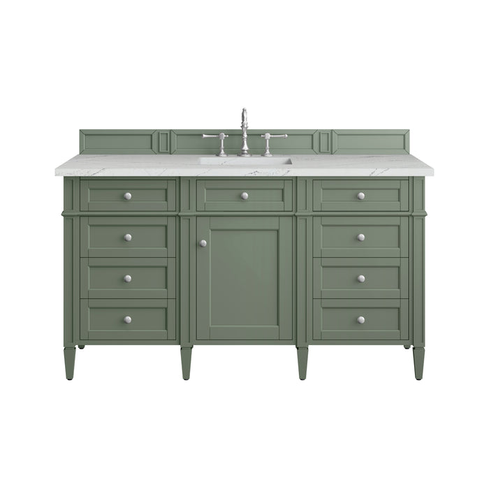 Brittany 60" Single Vanity, Saddle Brown, w/ 3 CM Siberian Silestone Top w/FreePower Wireless Charger