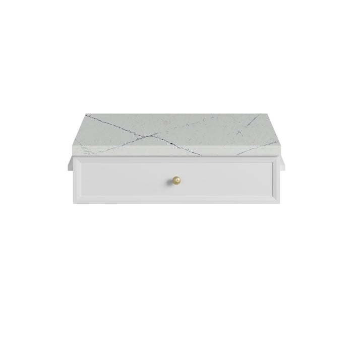 Bellshire 24" Drawer Unit, Bright White w/ 3 CM Ethereal Noctis Silestone Top