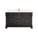 Brookfield 60" Single Vanity, Black Onyx w/ Single Hole 3 CM White Zeus Silestone Top & Backsplash