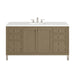 Chicago 60" Single Vanity, Walnut Whisper, w/ Single Hole 3CM White Zeus Silestone® Top & Backsplash