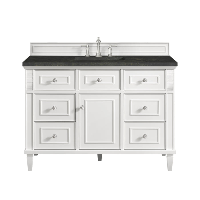 Lorelai 48" Single Vanity, Bright White w/ 3 CM Carrara White Marble Top