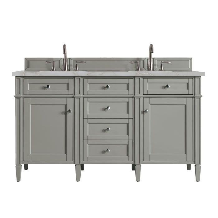 Brittany 60" Double Vanity, Urban Gray w/ 3 CM Charcoal Soapstone Silestone Top