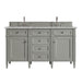 Brittany 60" Double Vanity, Urban Gray w/ 3 CM Charcoal Soapstone Silestone Top