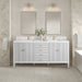 James Martin Myrrin 72" Double Bathroom Vanity in Bright White, shown in a bathroom setting