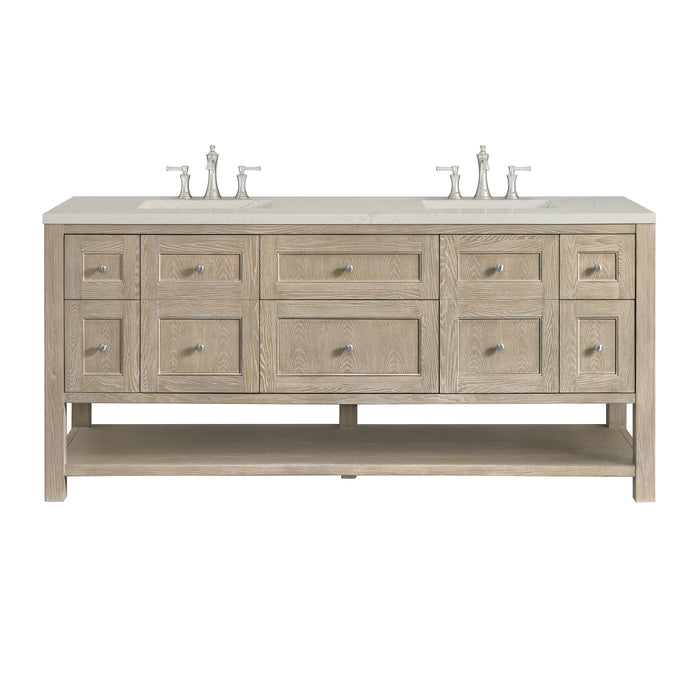 Breckenridge 72" Double Vanity, Serenity Blue, w/ 3 CM Eternal Jasmine Pearl Quartz Top