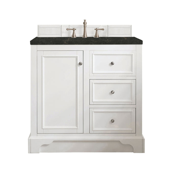 De Soto 36" Single Vanity, Bright White, w/ 3 CM Phantome Eclos Top