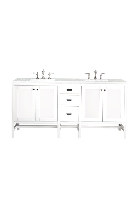 Addison 72" Double Vanity, Glossy White w/ 3 CM Eternal Jasmine Pearl Silestone Top