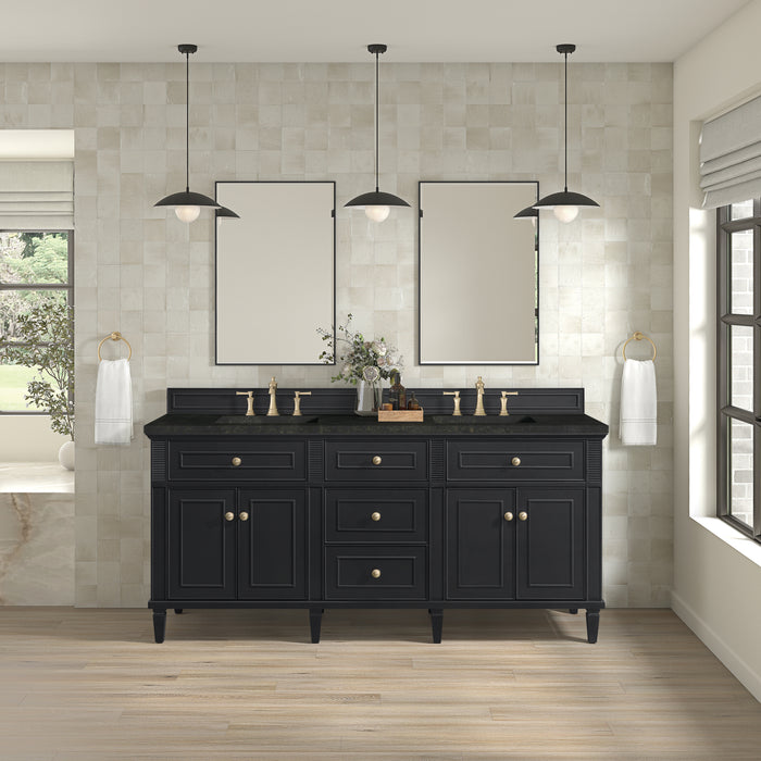 Lorelai 72" Double Vanity, Whitewashed Oak w/ 3 CM Ethereal Noctis Silestone Top