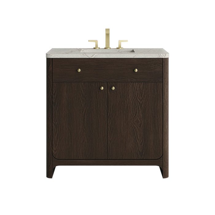 Gracyn 36" Single Vanity, Sable, w/ 3 CM Victorian Silver Quartz Widespread Top