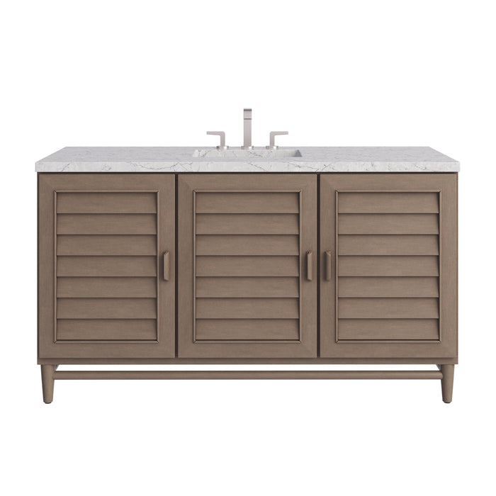 Portland 60" Single Vanity Whitewashed Walnut w/ 3 CM Eternal Jasmine Pearl Silestone Top