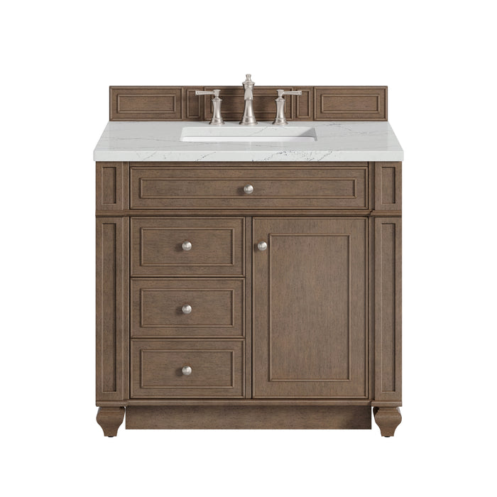 Bristol 36" Single Vanity, Whitewashed Walnut w/ 3 CM Ethereal Noctis Silestone Top