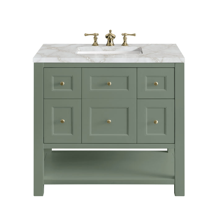 Breckenridge 36" Single Vanity, Smokey Celadon w/ 3 CM Victorian Silver Top
