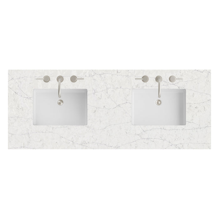 60" Double Top, 3 CM Eternal Jasmine Pearl Silestone w/ Sink