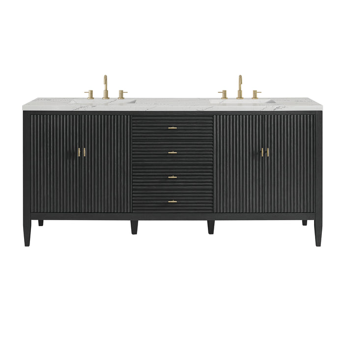 Myrrin 72" Vanity, Bright White, w/ 3 CM Tajnar Eclos Top w/FreePower Wireless Charger