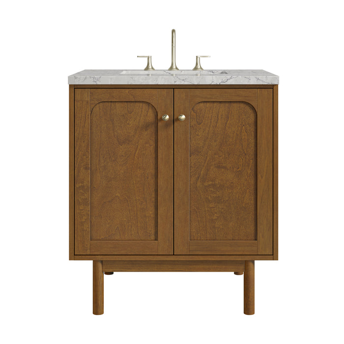 Laurent 30" Single Vanity, Honey Oak w/ 3 CM Eternal Jasmine Pearl Silestone Top