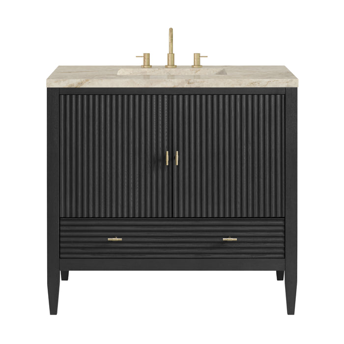 Myrrin 36" Vanity, Carbon Oak, w/ 3 CM Tajnar Eclos Top