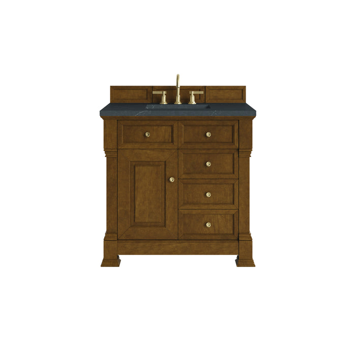 Brookfield 36" Single Vanity, Honey Oak w/ 3 CM Charcoal Soapstone Silestone Top
