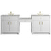 Bellshire 96" Dual Vanity Set with 24" Make-Up Counter, Bright White w/3 cm Victorian Silver Silestone Top